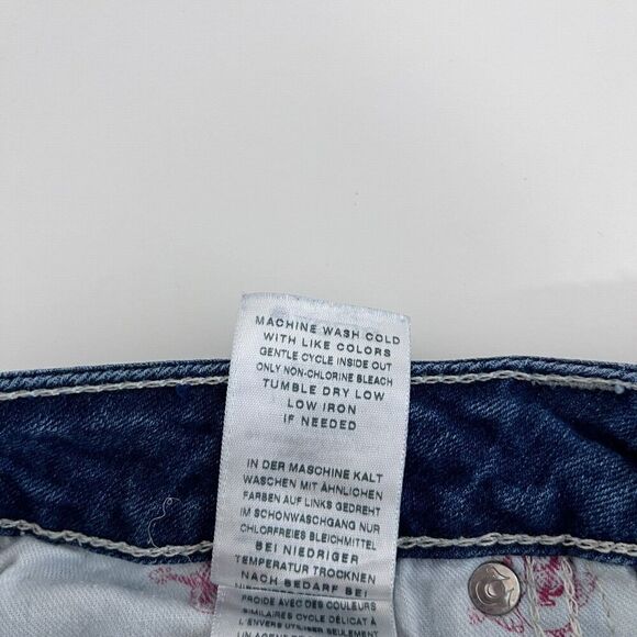 Vintage True Religion Jeans Women 28 Blue Boot Cut Distressed Rhinestones Y2K - Picture 9 of 15